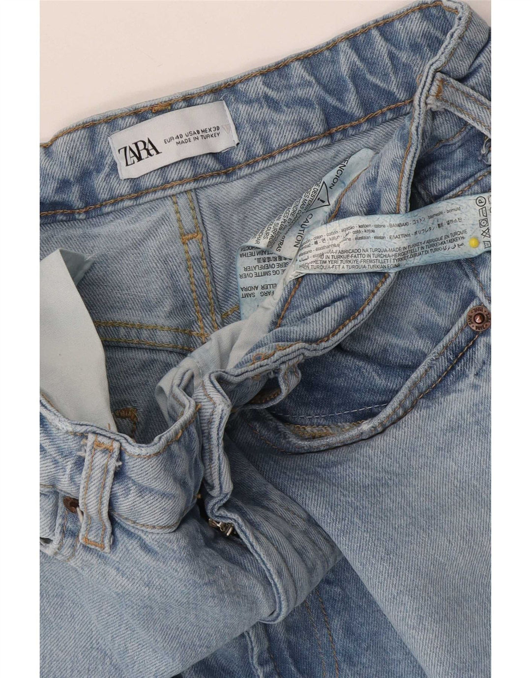 Zara Jeans Cónicos Para Mujer EU 40 Medium W30 L26 Algodón Azul