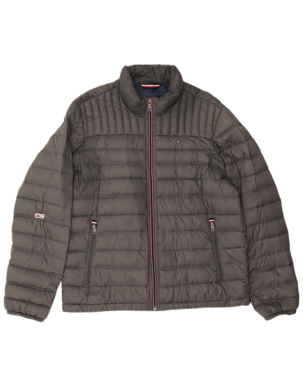 Tommy Hilfiger Mens Padded Jacket UK 38 Medium Grey Nylon