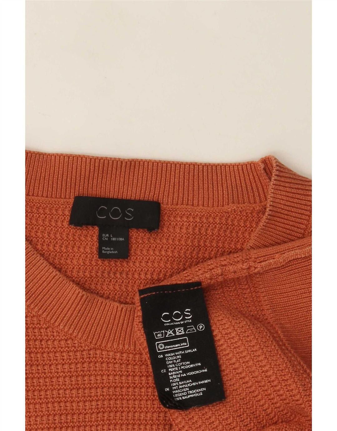 Cos - Jersey de cuello redondo para hombre, talla grande, algodón naranja