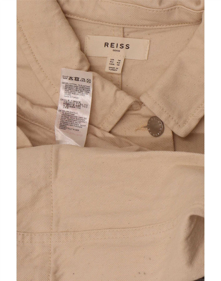 Chaqueta utilitaria vaquera para mujer Reiss UK 14 Mediana de algodón blanco roto