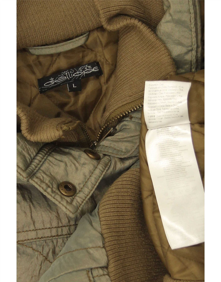 Calliope Chaqueta acolchada con capucha para mujer UK 46 Large Khaki Nylon