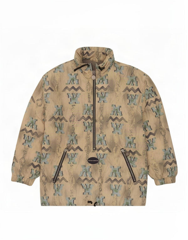 Exxtasy Mens Abstract Pattern Loose Fit Anorak Jacket UK 36 Small Off White