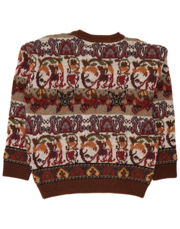 Fiume Jersey de cuello redondo para hombre IT 50 Acrílico Fair Isle mediano burdeos
