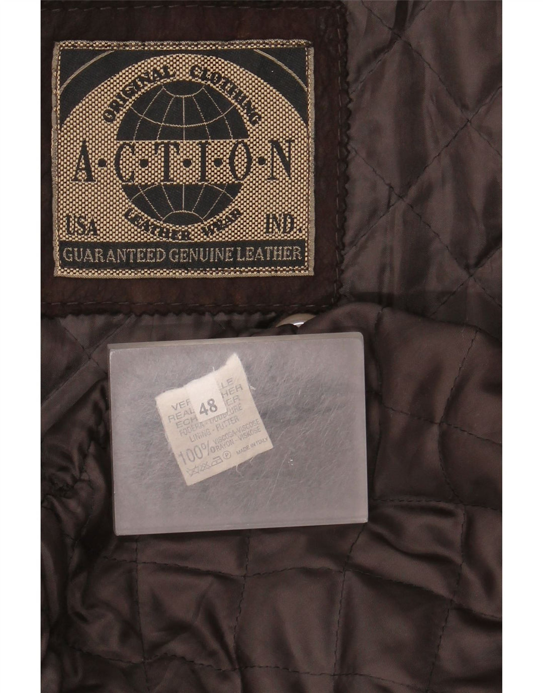 Chaqueta de cuero vintage para hombre IT 48 cuero marrón medio