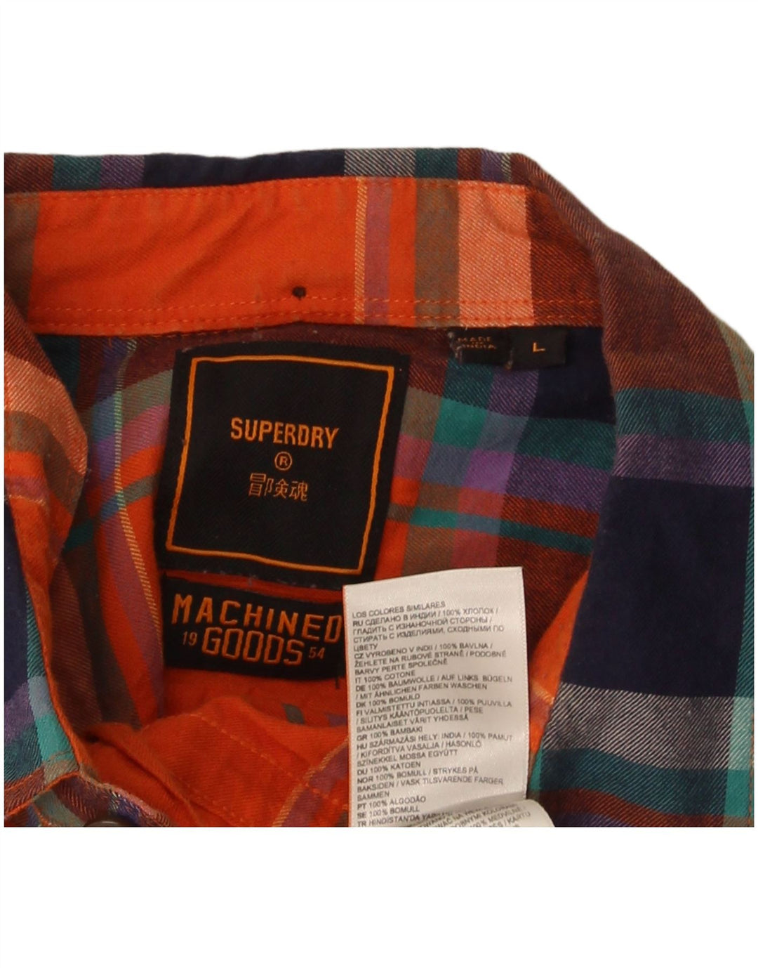 Superdry Camisa De Franela De Algodón A Cuadros Naranja Grande Para Hombre