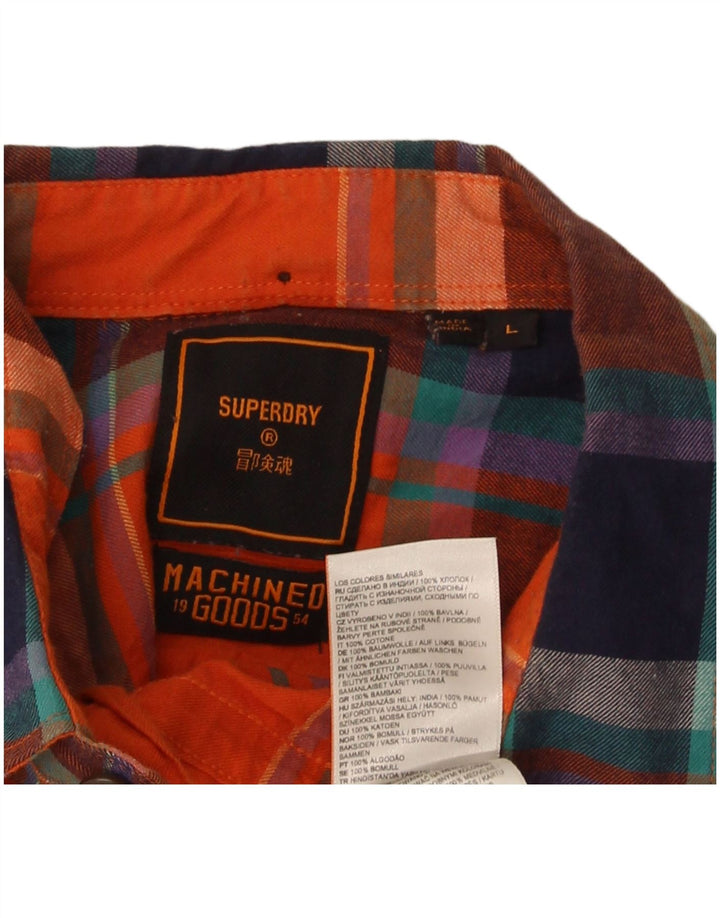 Superdry Camisa De Franela De Algodón A Cuadros Naranja Grande Para Hombre