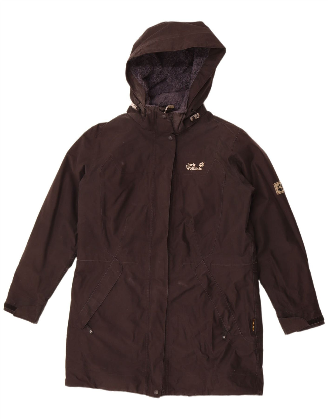 Jack Wolfskin Abrigo cortavientos con capucha para mujer UK 46 Grande Poliéster negro