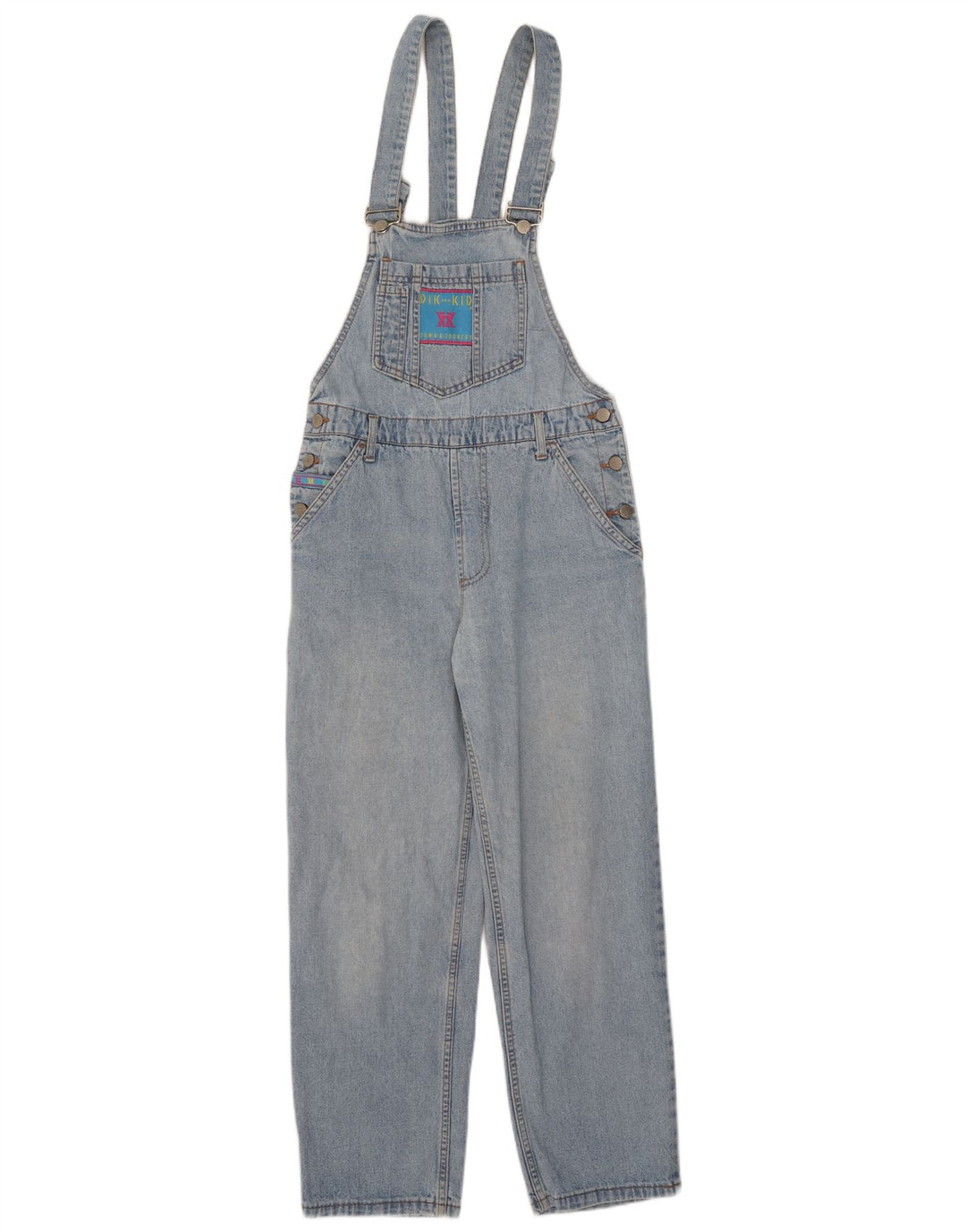 Vintage mujer gráfico Dungarees Jeans rectos EU 38 Algodón azul medio