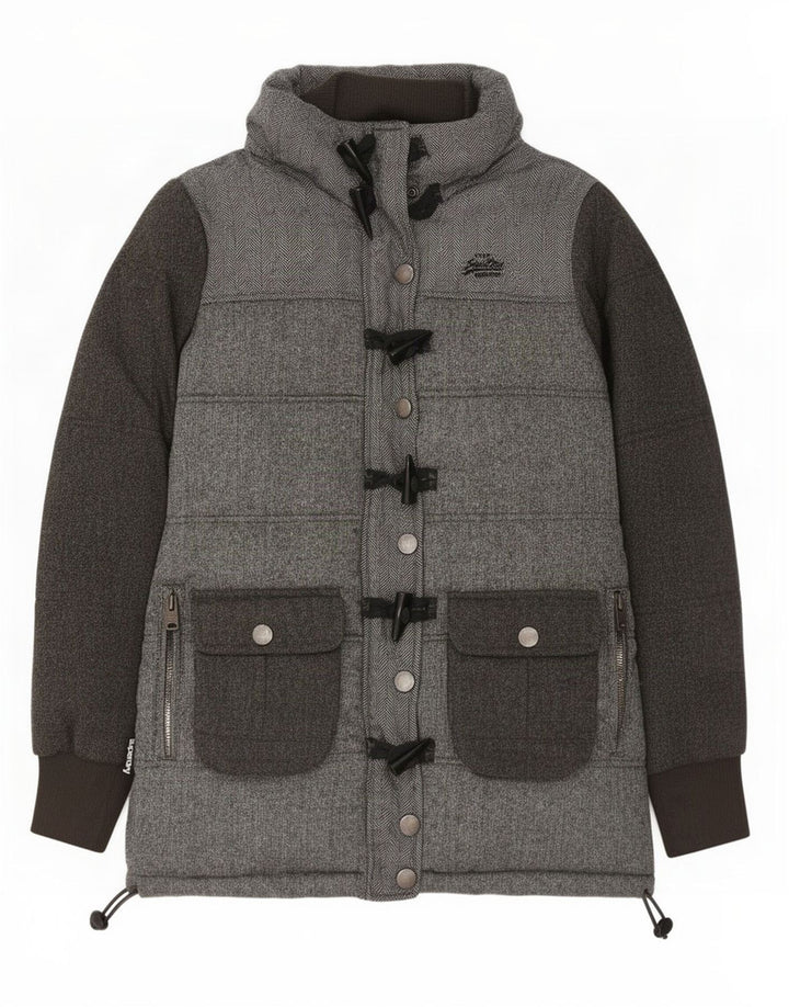Superdry Chaqueta acolchada para mujer ES 44 Poliéster en espiga gris medio