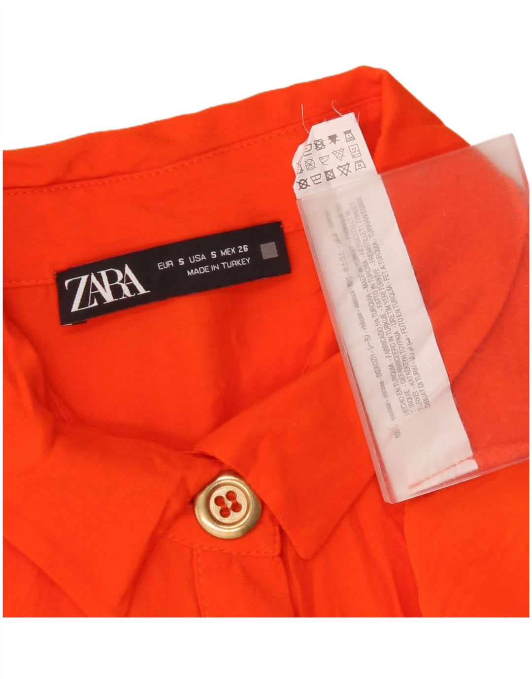 Zara - Vestido camisero tipo jersey para mujer, talla 40, talla pequeña, viscosa naranja
