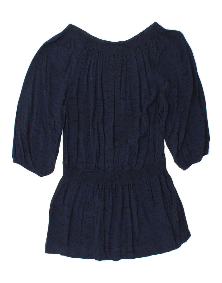 MOSSIMO Womens 3/4 Sleeve Blouse Top UK 10 NSmall Navy Blue Spotted Rayon Vintage Mossimo and Second-Hand Mossimo from Messina Hembry 