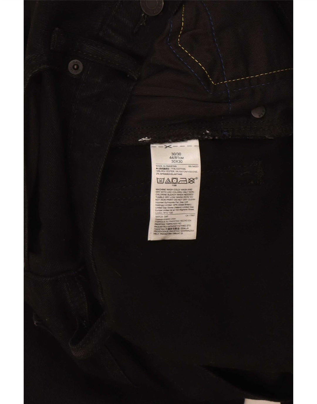 Vaqueros ajustados para hombre Gap W30 L30 Algodón negro