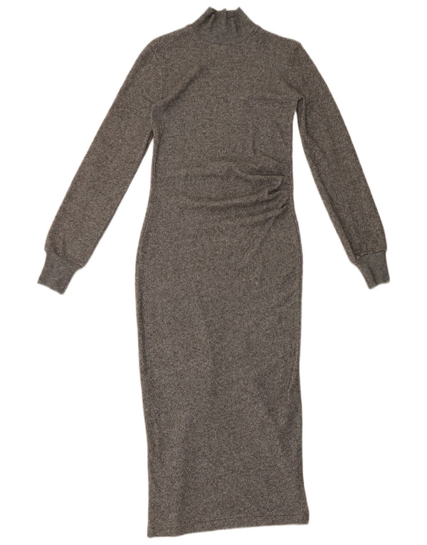 Zara Mujer Maxi Vestido De Manga Larga UK 8 Small Gris