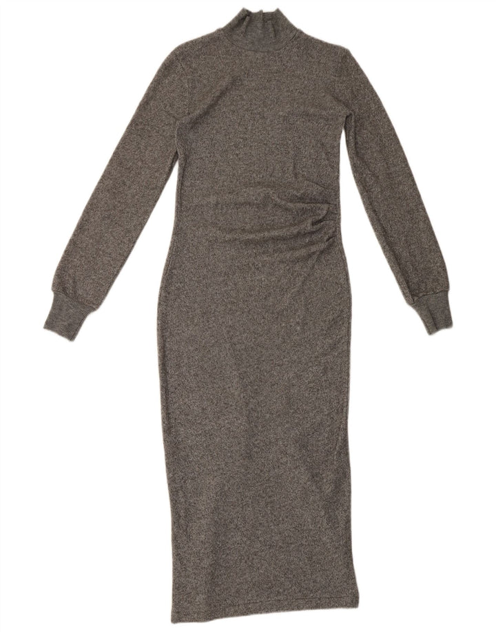 Zara Mujer Maxi Vestido De Manga Larga UK 8 Small Gris