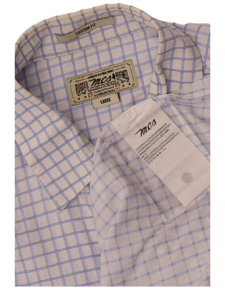 Marlboro Classics Camisa personalizada para hombre Algodón a cuadros azules grandes