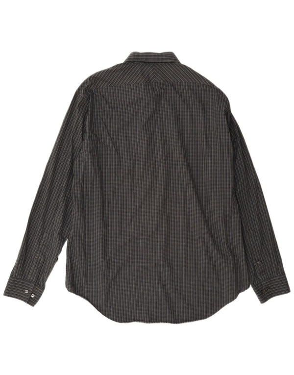 Calvin Klein Camisa Slim Fit para Hombre Talla 17 XL Algodón a Cuadros Gris