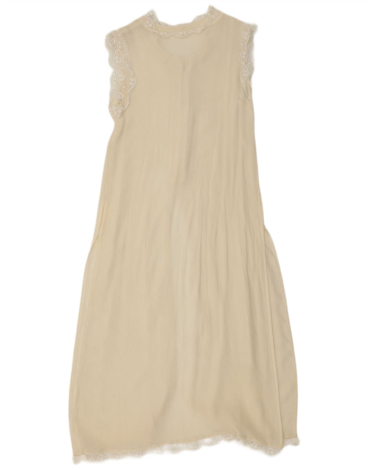 Vintage mujer slip vestido Reino Unido 10 pequeño blanco apagado
