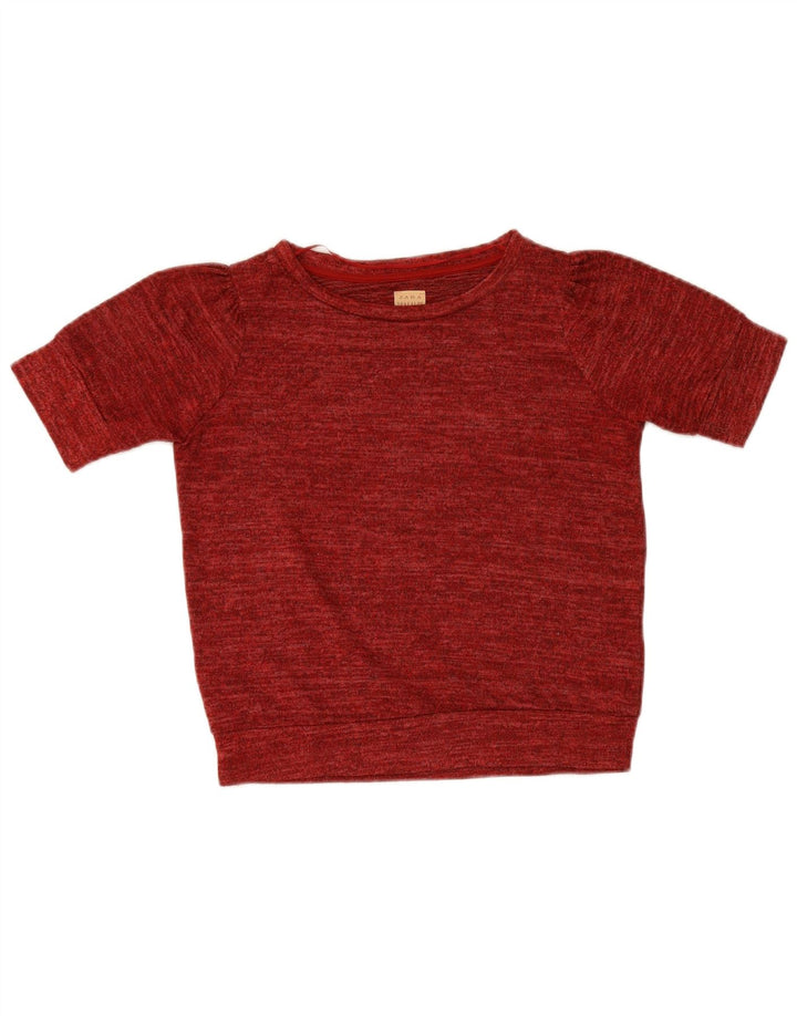 Zara Camiseta Mujer Top UK 10 Small Poliéster Moteado Rojo