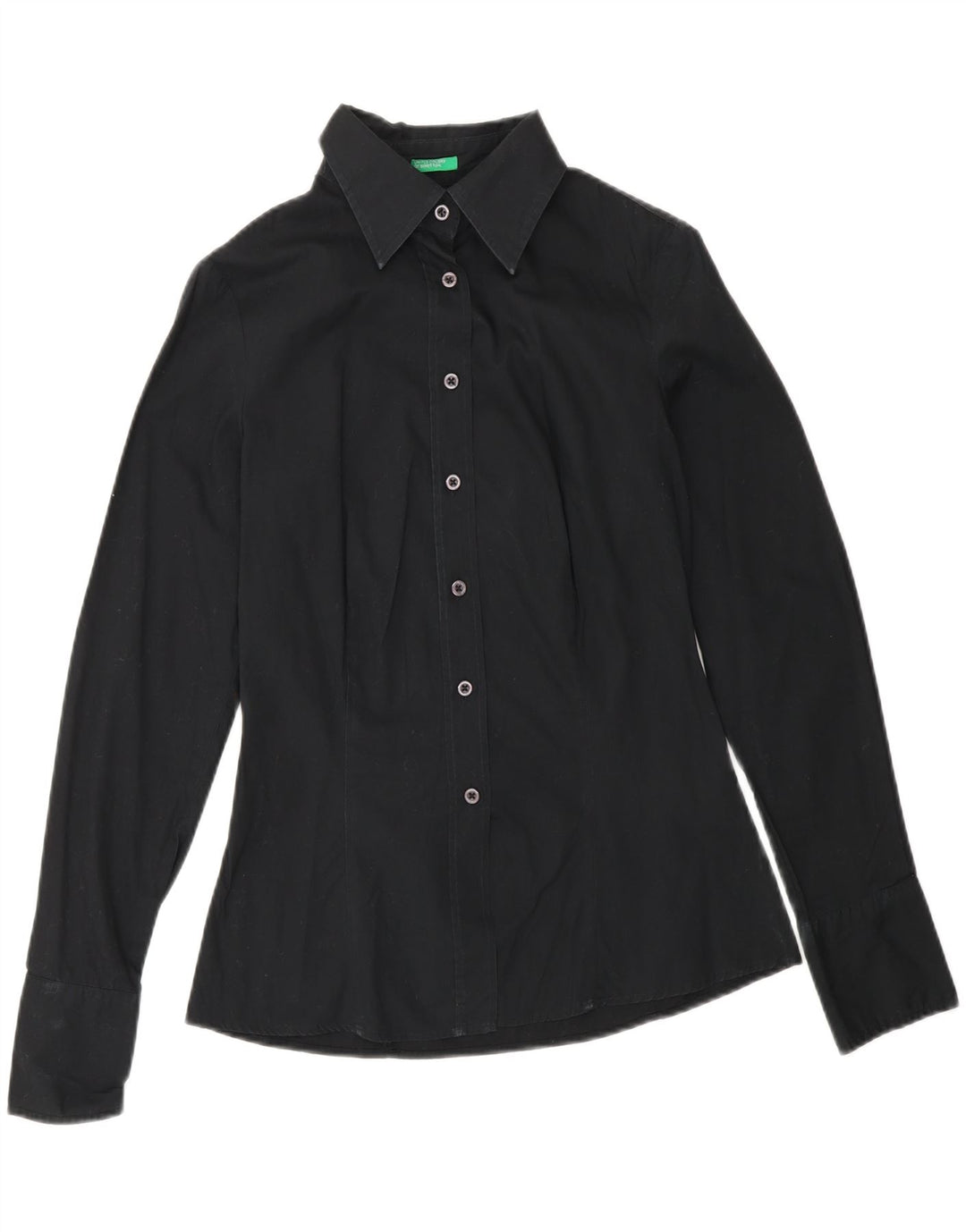BENETTON Camisa de mujer UK 10 Small Algodón negro