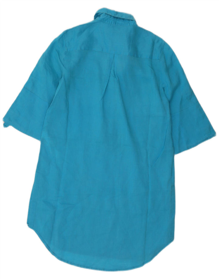 Zara Mujer Vestido Camisero Jersey UK 10 Small Blue Ramie