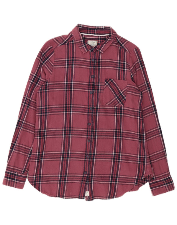 Camisa de franela para mujer Fat Face UK 40, algodón a cuadros rosa mediano