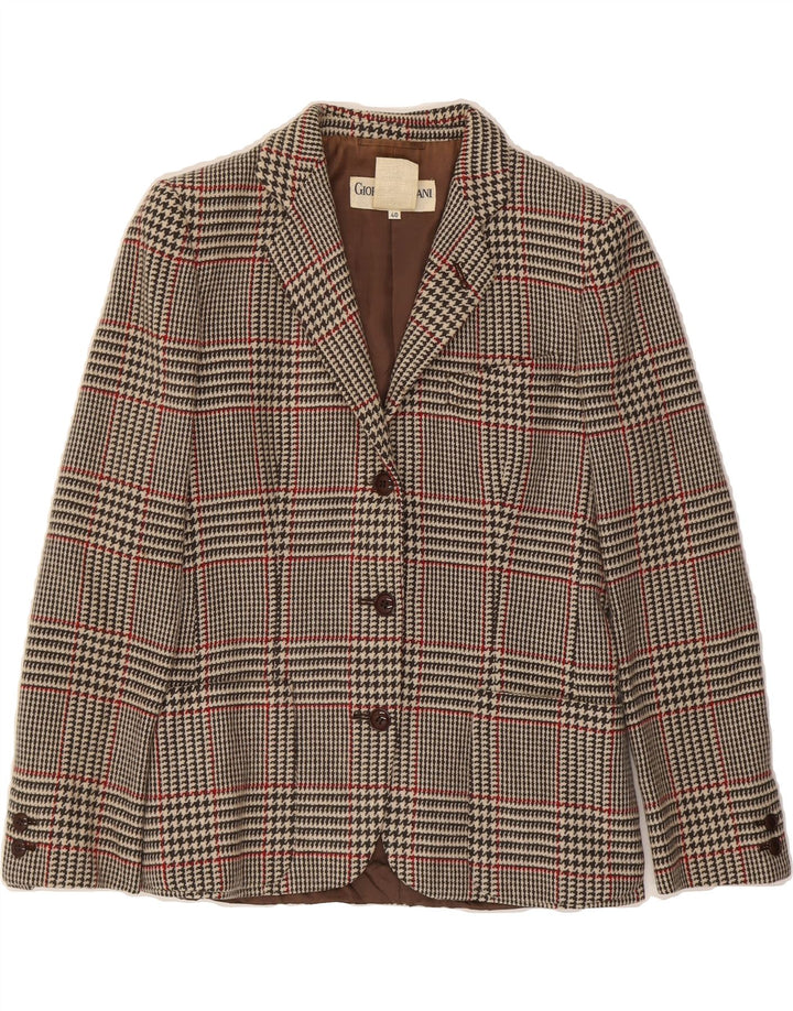 GIORGIO ARMANI Womens Blazer Jacket EU 40 Medium Multicoloured Houndstooth Vintage Giorgio Armani and Second-Hand Giorgio Armani from Messina Hembry 