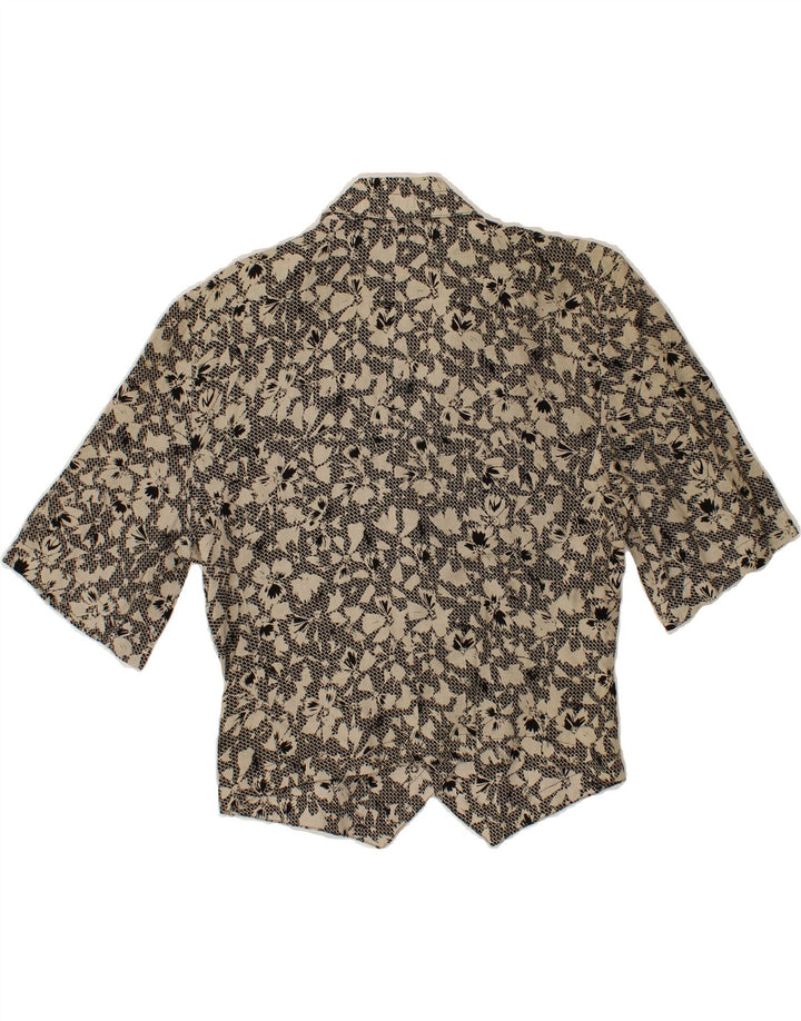 VINTAGE Womens Short Sleeve Blazer Jacket IT 44 Medium Grey Floral Vintage Vintage and Second-Hand Vintage from Messina Hembry 