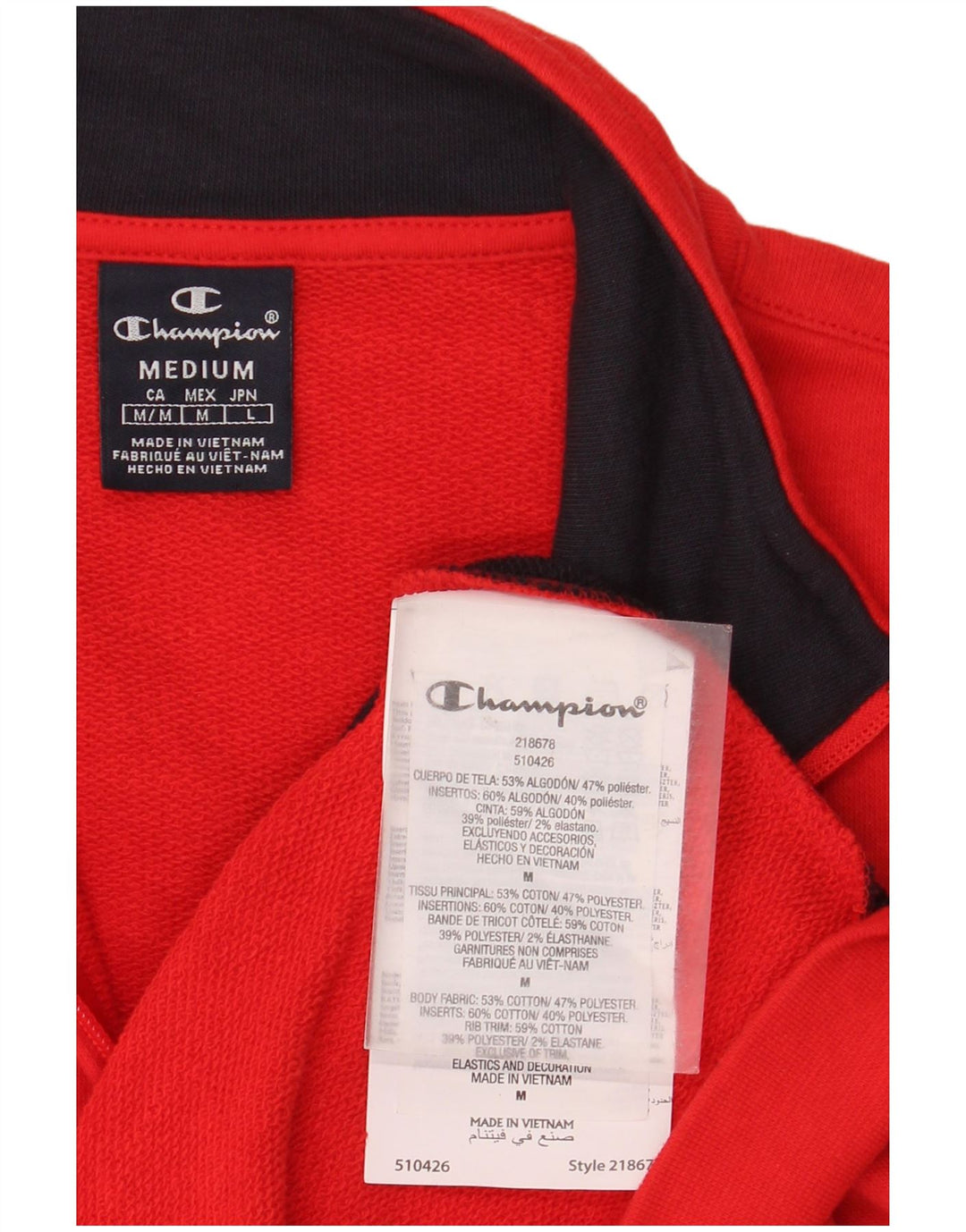 Champion Chaqueta De Chándal De Algodón Rojo Medio Con Bloques De Color Para Hombre