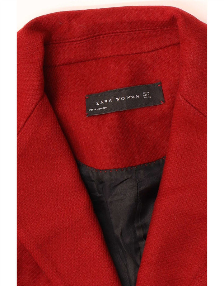 Zara Chaqueta Blazer Larga De 2 Botones para Mujer UK 44 Medium Red
