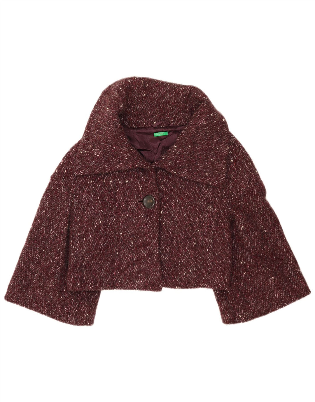 Chaqueta Bolero Mujer Benetton IT 42 Medium Borgoña Lana Moteada