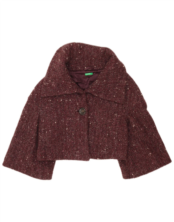 Chaqueta Bolero Mujer Benetton IT 42 Medium Borgoña Lana Moteada