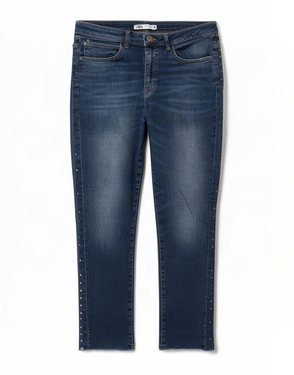 Zara Vaqueros pitillo para mujer EU 42 Large W32 L27 Azul marino