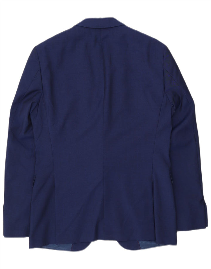 Tommy Hilfiger Chaqueta tipo blazer de 2 botones para hombre IT 46 Small Blue Virgin Wool