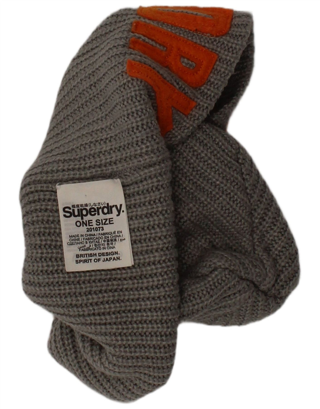 Gorro de punto con gráfico de Superdry para hombre, talla única, logotipo de acrílico gris