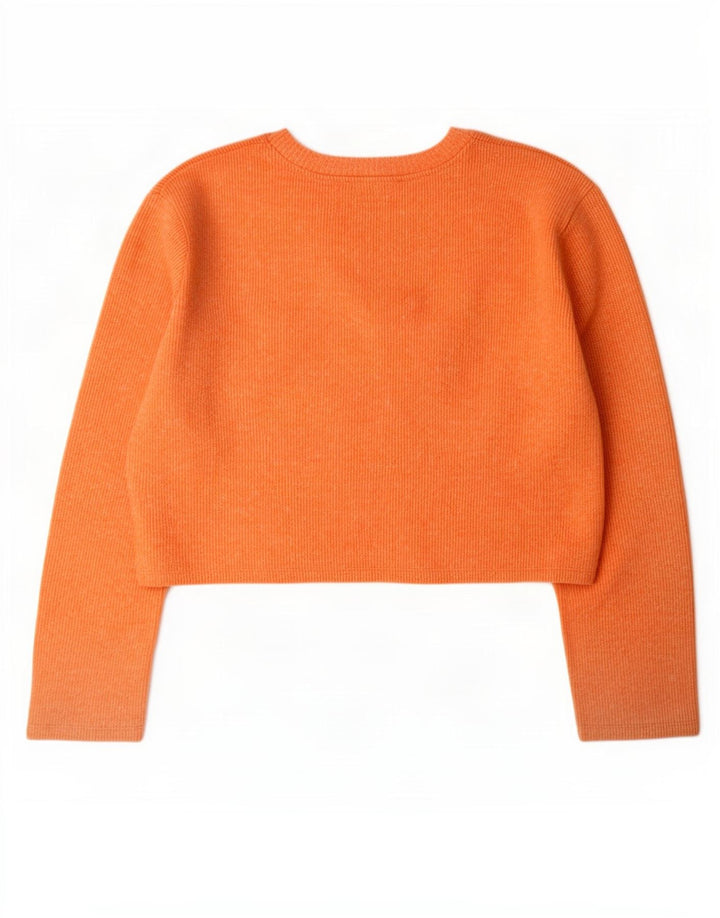 Zara Mujer Crop Oversize Top Manga Larga UK 10 Small Naranja Poliéster