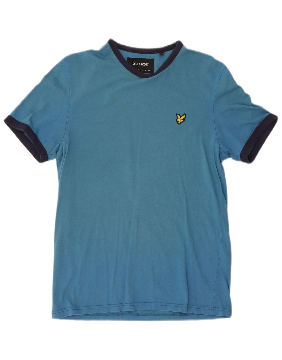 Lyle & Scott Hombre Camiseta Top Small Azul Colorblock Algodón