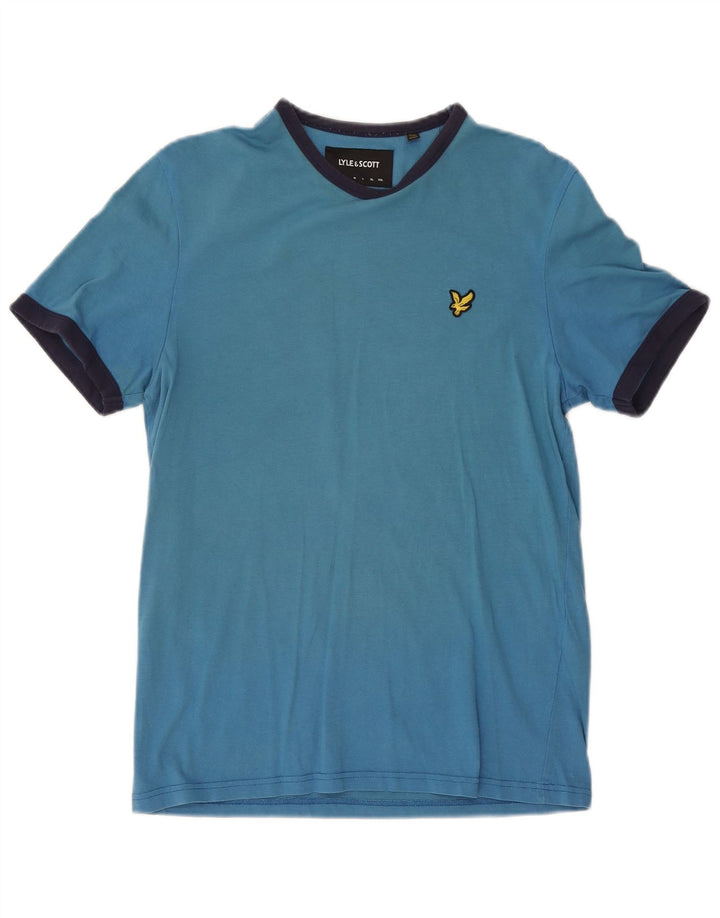 Lyle & Scott Hombre Camiseta Top Small Azul Colorblock Algodón