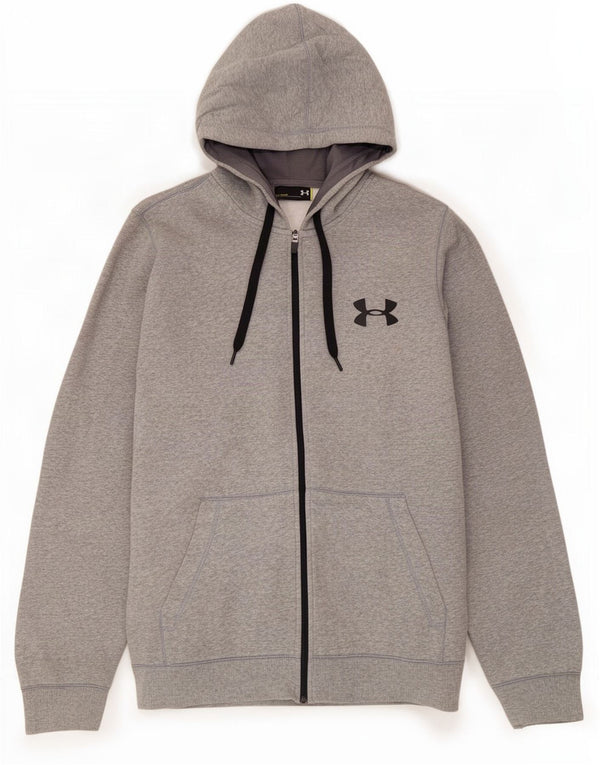 Under Armour Sudadera con capucha y cremallera para hombre, talla grande, algodón gris
