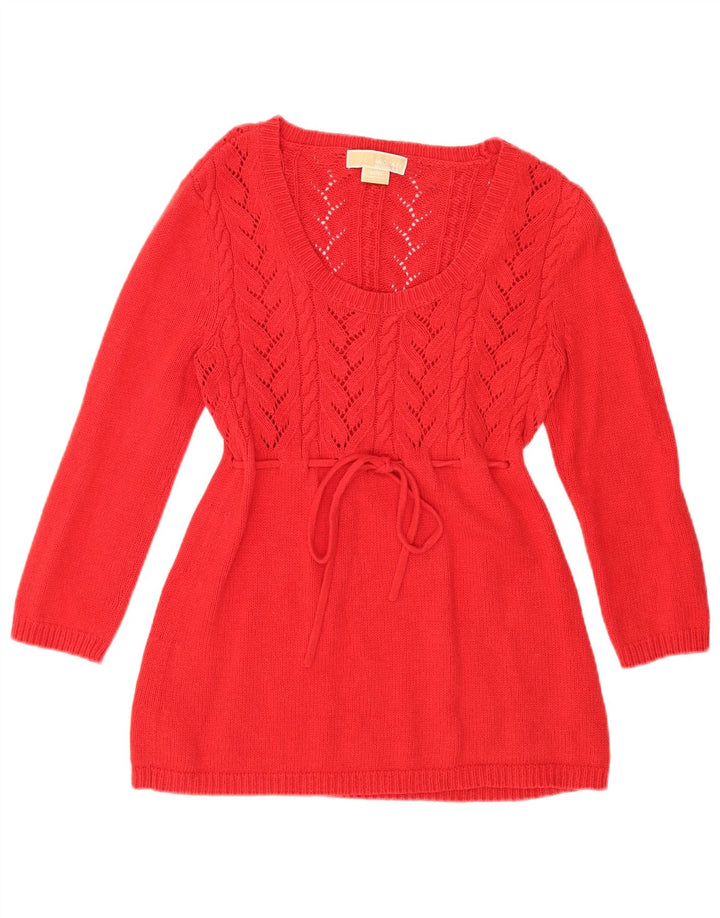MICHAEL KORS Suéter tipo jersey con cuello barco y manga 3/4 para mujer UK 40 Medium Red