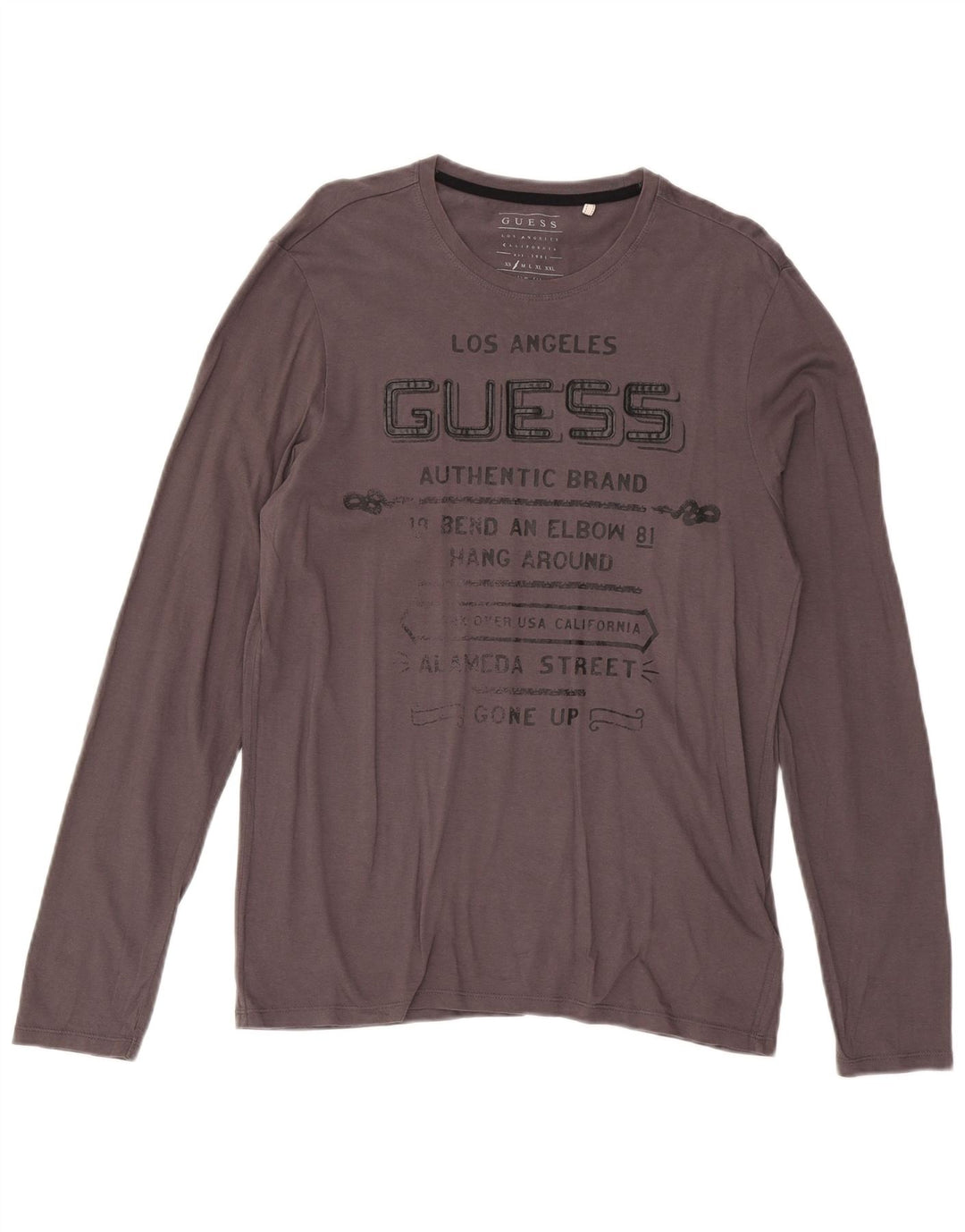 Guess Camiseta gráfica de manga larga para hombre, algodón gris pequeño