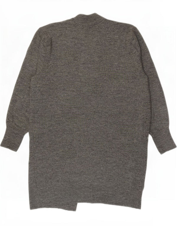 Zara Mujeres Longline Open Cardigan Suéter UK 44 Acrílico Gris Medio