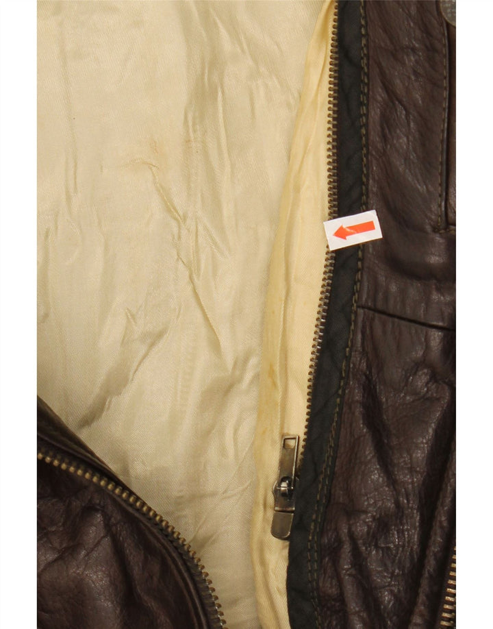 VINTAGE Chaqueta de cuero para hombre Reino Unido 42 XL Marrón