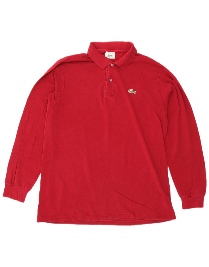 Lacoste Polo de manga larga para hombre talla 4 mediano algodón rojo