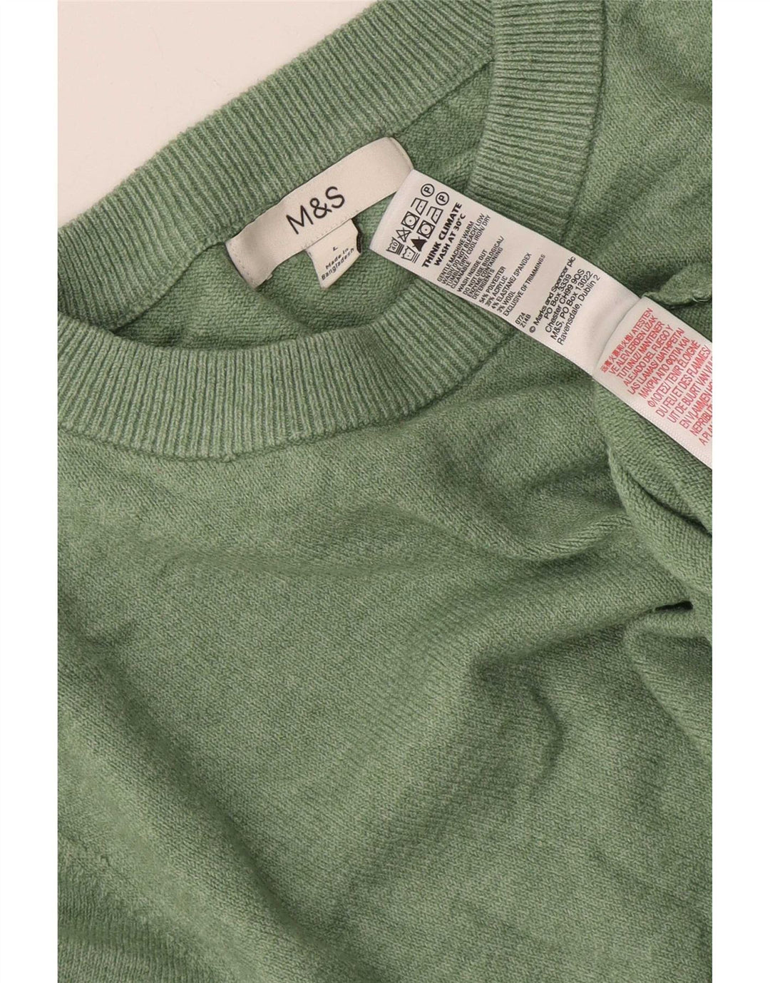 Marks & Spencer Jersey extragrande con cuello redondo para mujer, talla 40, color verde