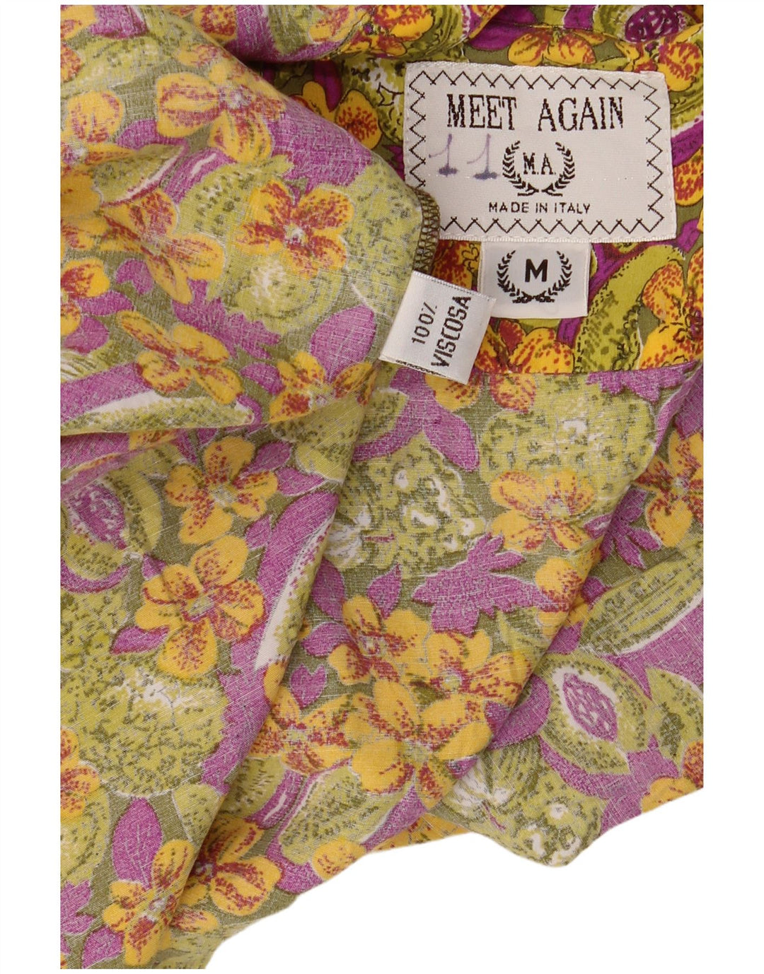 Camisa vintage de manga corta para hombre Viscosa floral multicolor mediana