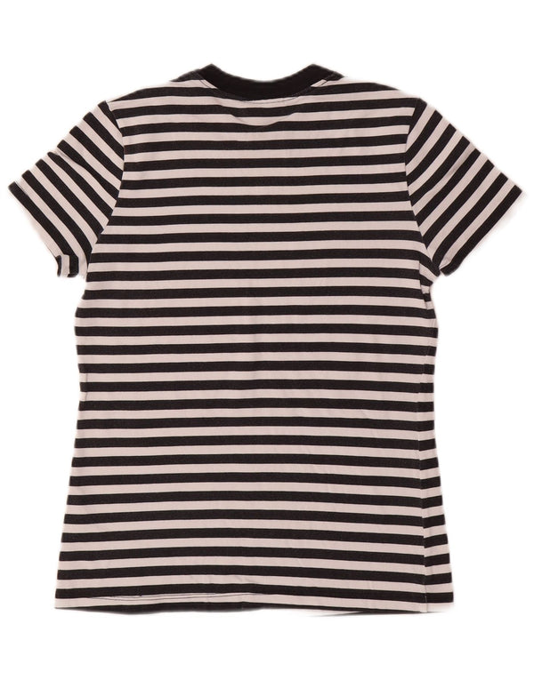 NIKE Camiseta gráfica para mujer Top UK 10 Small Black Stripe Cotton