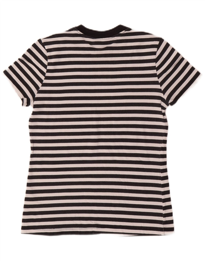 NIKE Camiseta gráfica para mujer Top UK 10 Small Black Stripe Cotton