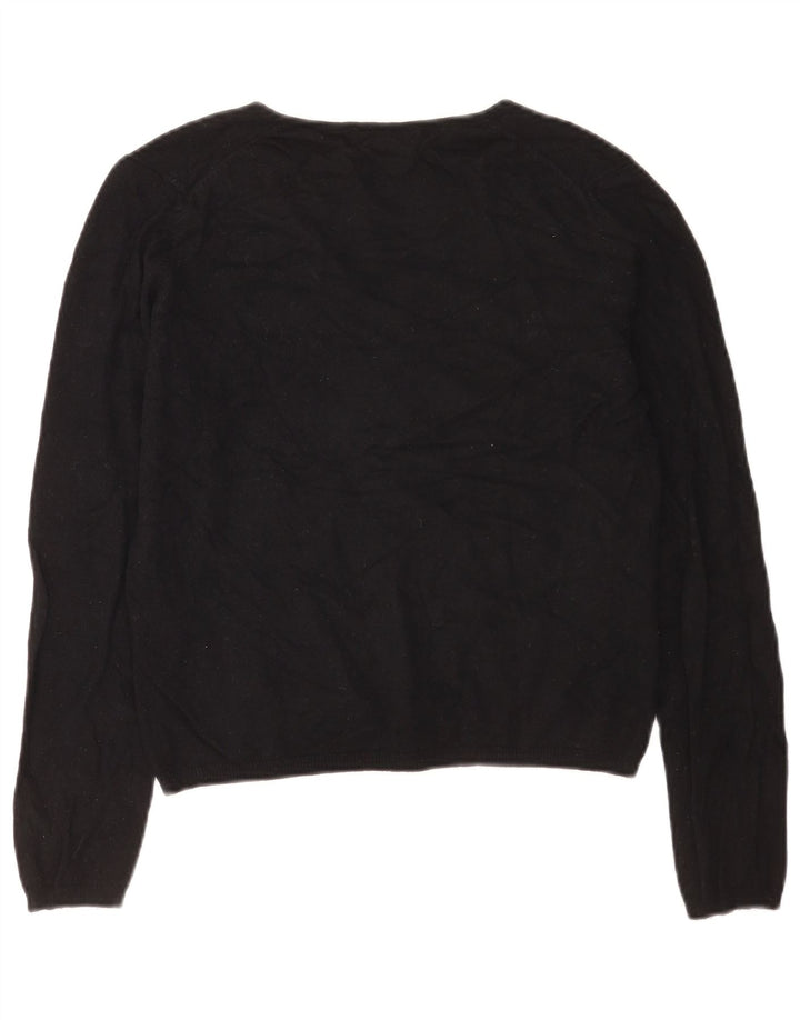 Marks & Spencer Suéter corto con cuello en V para mujer UK 44 Mediano Negro