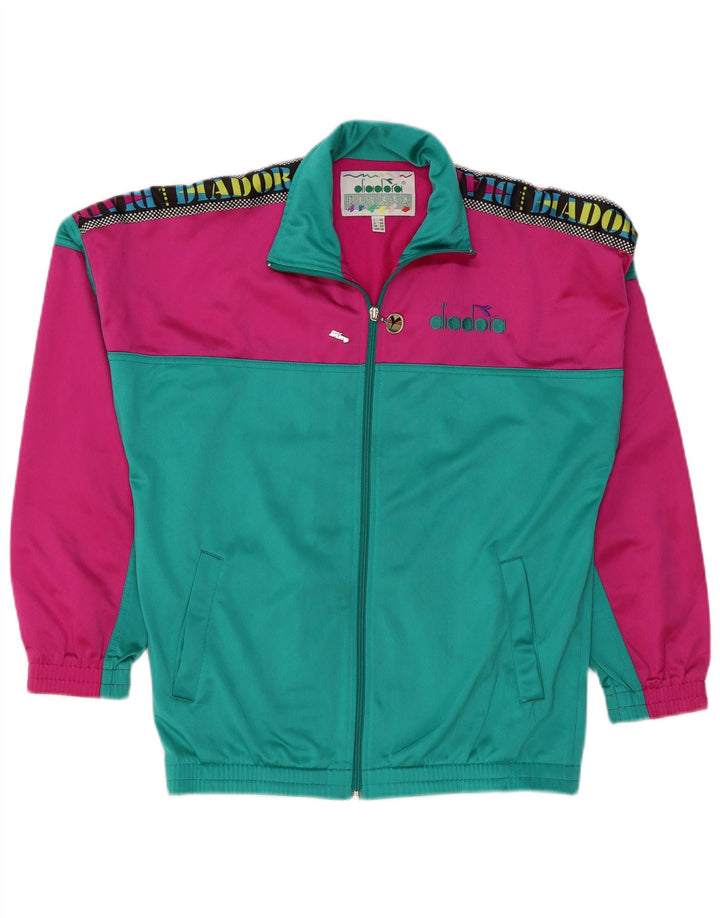 DIADORA Chaqueta superior de chándal con gráfico para hombre ES 38 Verde medio Colorblock