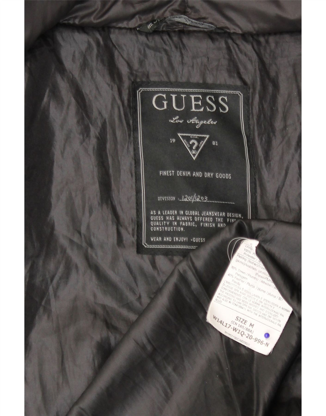 Guess Chaqueta Acolchada Mujer UK 44 Mediana Poliamida Negra